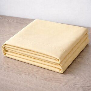 Lauren Ralph Lauren Queen Flat Sheet Yellow 100% Cotton Percale Luxury Bedding